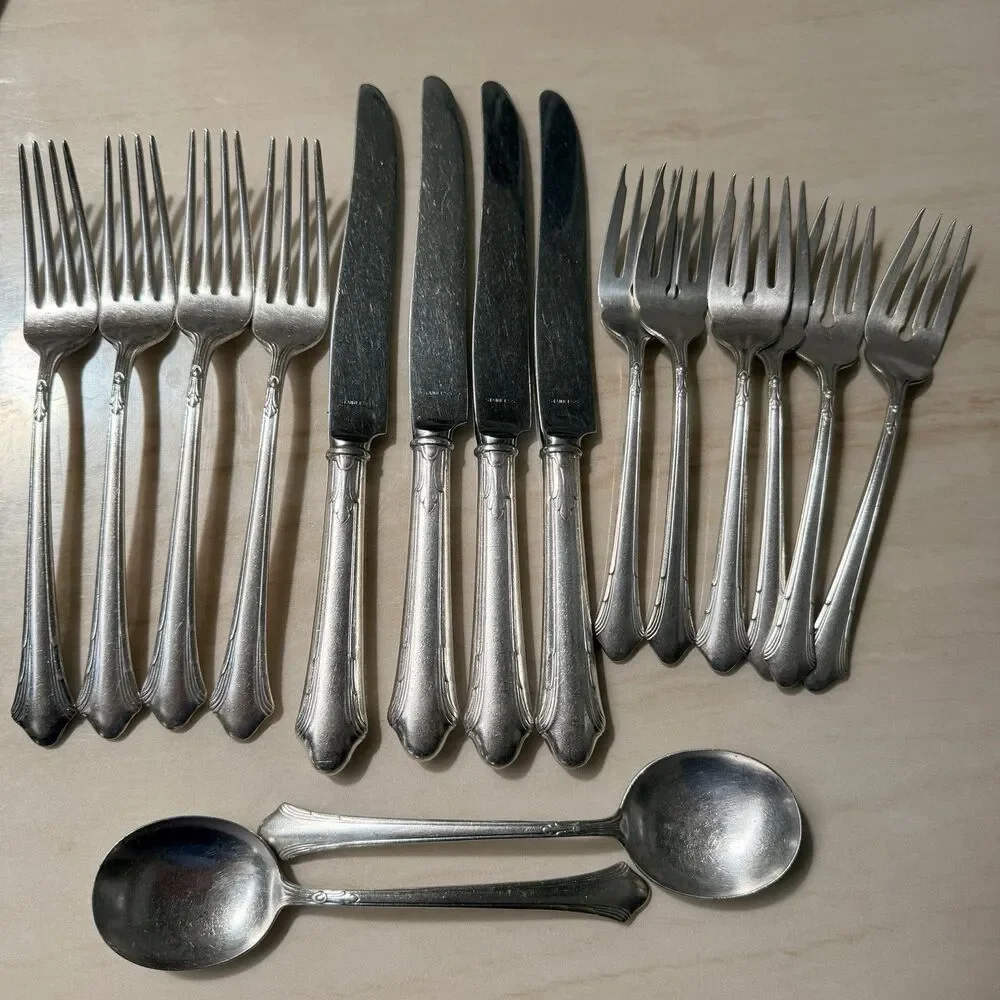 16pc Gorham Lady Caroline Flatware Set Silverplate 1933 Forks Spoons Knives